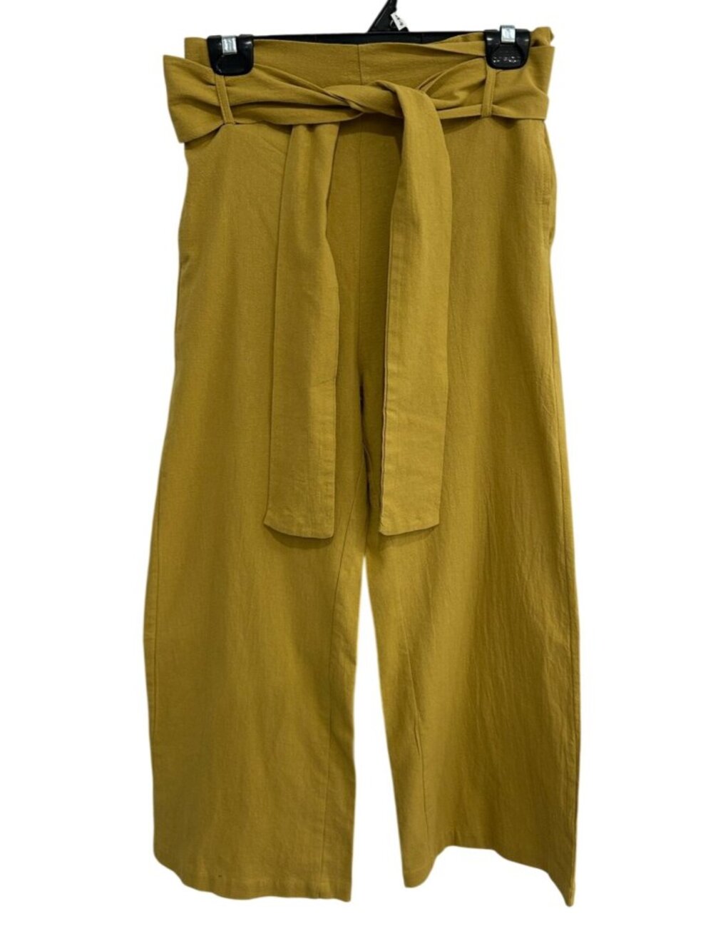 Fashion Small High-Waisted Mustard Yellow Culottes Pants Tie Waist Heritage Styl